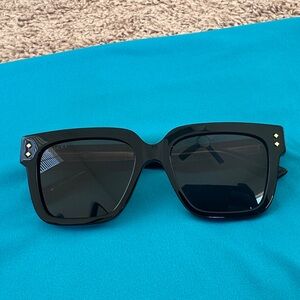 Gucci Black Oversized Square Sunglasses with Gold Studs